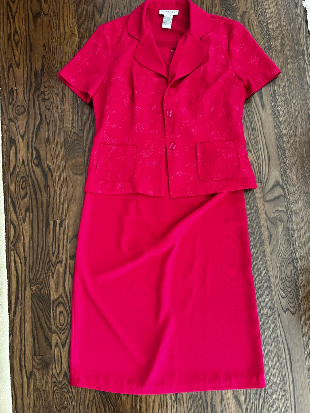 Sag Harbor set Vibrant hot pink fuchsia midi dress and jacket set